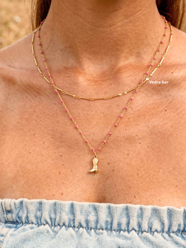 Unfinished Bar Diamond and Circle Necklace Chains, PVD Stainless Steel