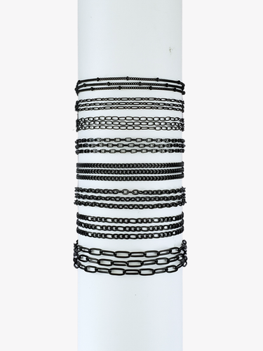 Black PVD Stainless Steel Unfinished Necklace Chain Collection, 8 Style Options