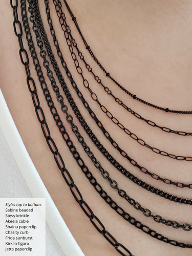 Black PVD Stainless Steel Unfinished Necklace Chain Collection, 8 Style Options