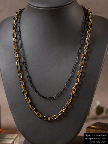 Black PVD Stainless Steel Unfinished Necklace Chain Collection, 8 Style Options