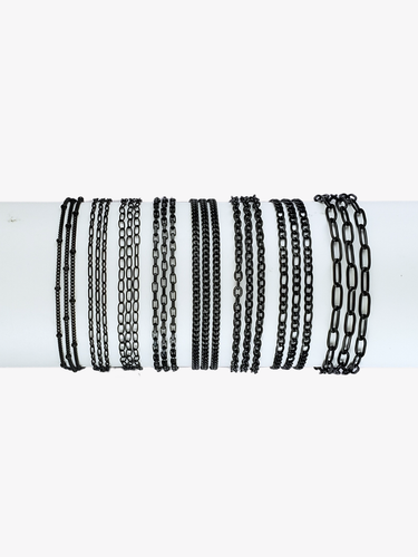 Black PVD Stainless Steel Unfinished Bracelet Chain Collection, 8 Style Options