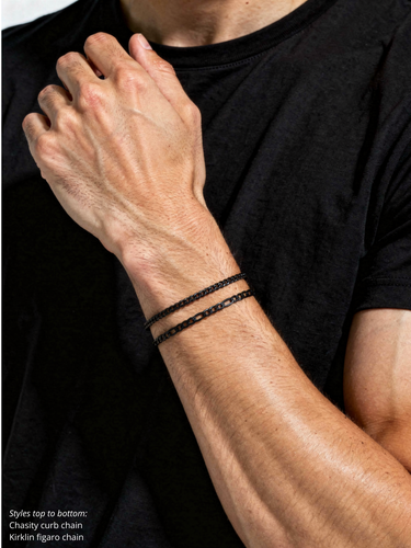 Black PVD Stainless Steel Unfinished Bracelet Chain Collection, 8 Style Options