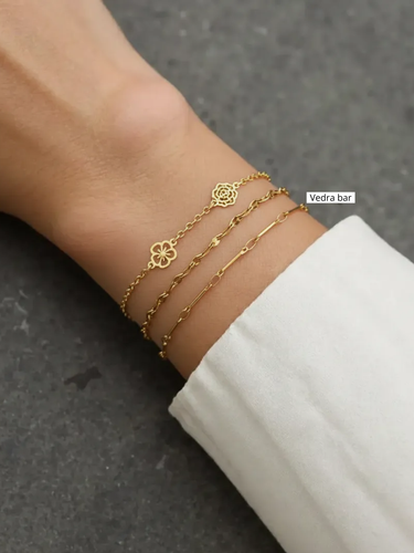 Unfinished Bar Diamond and Circle Bracelet Chains, PVD Stainless Steel