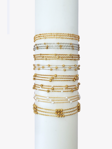 Beaded PVD Stainless Steel Unfinished Necklace Chain Collection, 8 Style Options