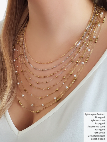 Beaded PVD Stainless Steel Unfinished Necklace Chain Collection, 8 Style Options