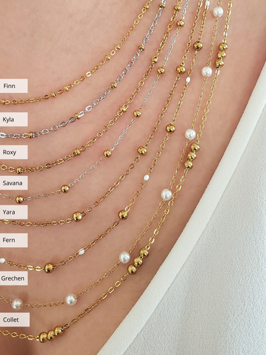 Beaded PVD Stainless Steel Unfinished Necklace Chain Collection, 8 Style Options