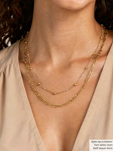 Beaded Stainless Steel Unfinished Necklace Chain Collection, 8 Style Options