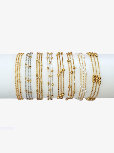 Beaded PVD Stainless Steel Unfinished Bracelet Chain Collection, 8 Style Options