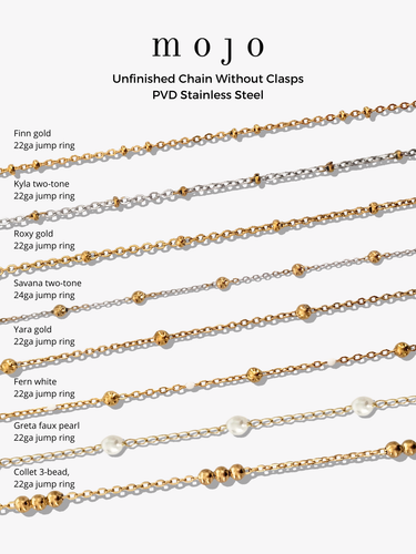 Beaded PVD Stainless Steel Unfinished Bracelet Chain Collection, 8 Style Options