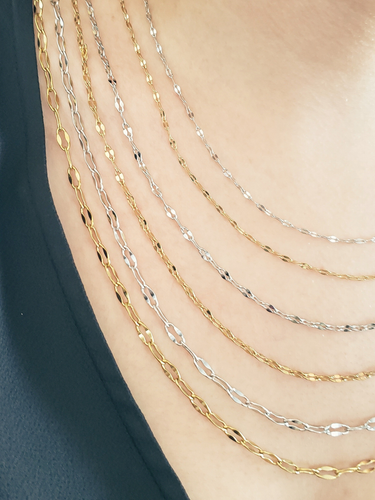 Steff PVD Stainless Steel Unfinished Sequin Necklace Chain, 3 Sizes