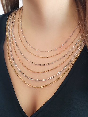 Steff PVD Stainless Steel Unfinished Sequin Necklace Chain, 3 Sizes