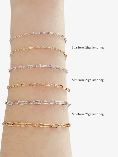 Steff PVD Stainless Steel Unfinished Sequin Bracelet Chain, 3 Sizes