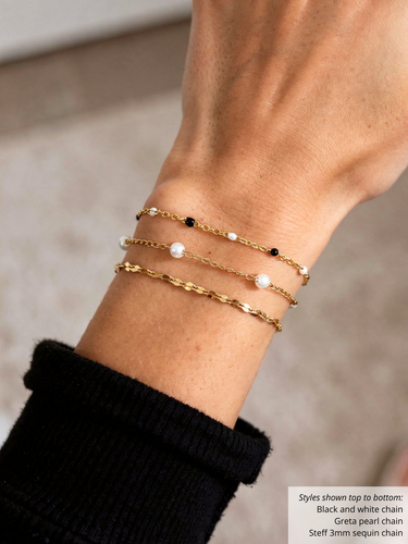 Steff PVD Stainless Steel Unfinished Sequin Bracelet Chain, 3 Sizes