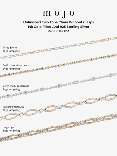 Lula Unfinished Two Tone Bracelet Chain, Gold Filled And Sterling Silver