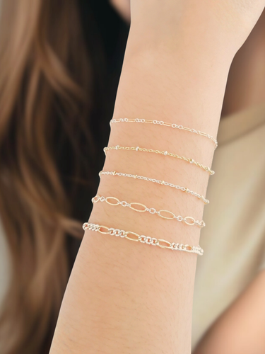 Lula Unfinished Two Tone Bracelet Chain, Gold Filled And Sterling Silver