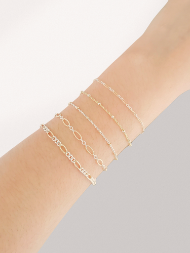 Lula Unfinished Two Tone Bracelet Chain, Gold Filled And Sterling Silver