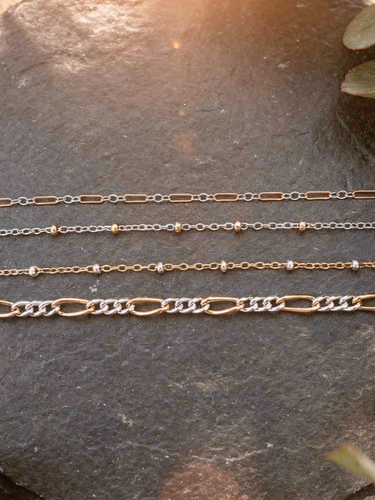 Lula Unfinished Two Tone Bracelet Chain, Gold Filled And Sterling Silver