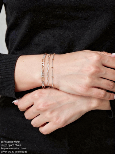 Lula Unfinished Two Tone Bracelet Chain, Gold Filled And Sterling Silver