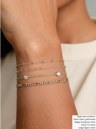 Lula Unfinished Two Tone Bracelet Chain, Gold Filled And Sterling Silver