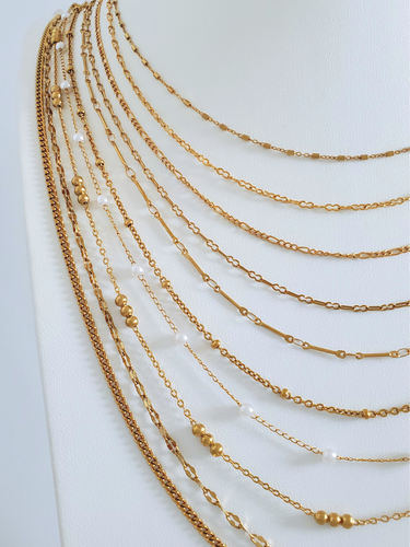 Gold PVD Stainless Steel Unfinished Necklace Chain Collection, 10 Style Options