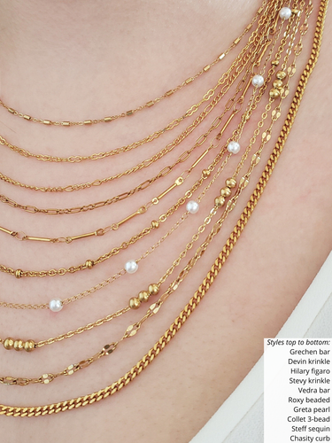 Gold PVD Stainless Steel Unfinished Necklace Chain Collection, 10 Style Options