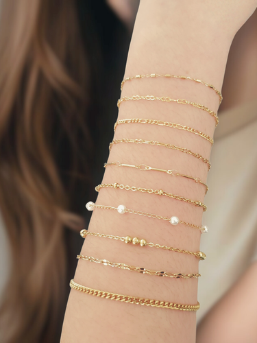 Gold PVD Stainless Steel Unfinished Bracelet Chain Collection, 10 Style Options