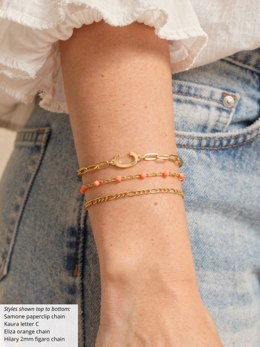 Gold PVD Stainless Steel Unfinished Bracelet Chain Collection, 10 Style Options
