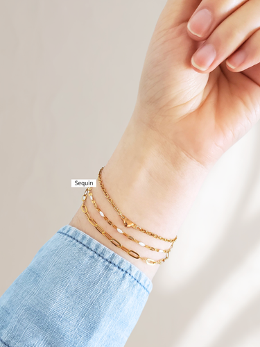 Gold PVD Stainless Steel Unfinished Bracelet Chain Collection, 10 Black and White Styles
