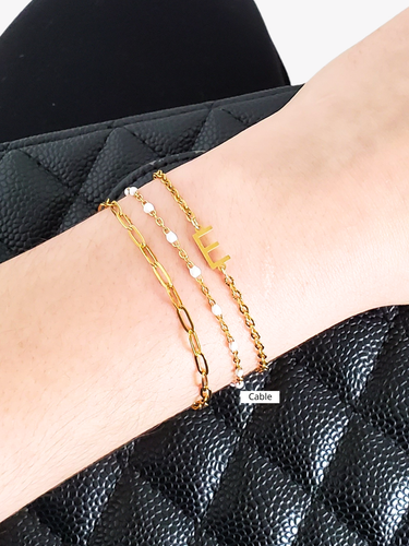 Gold PVD Stainless Steel Unfinished Bracelet Chain Collection, 10 Black and White Styles