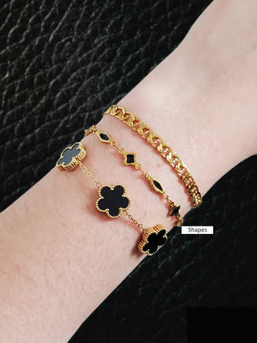 Gold PVD Stainless Steel Unfinished Bracelet Chain Collection, 10 Black and White Styles