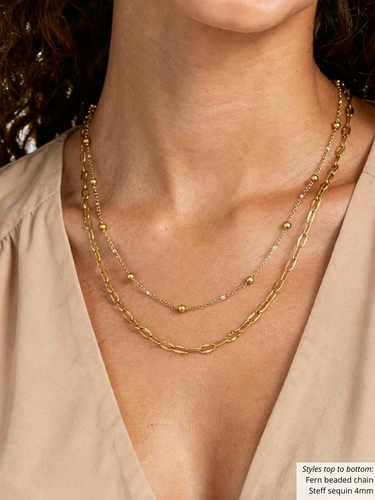 Gold Unfinished PVD Stainless Steel Chain Collection,  8 Style Options