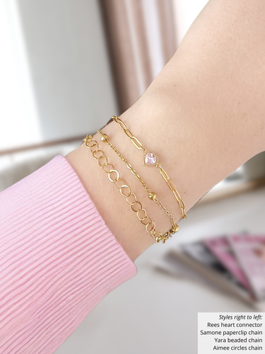 Gold Unfinished PVD Stainless Steel Bracelet Chain Collection,  8 Style Options