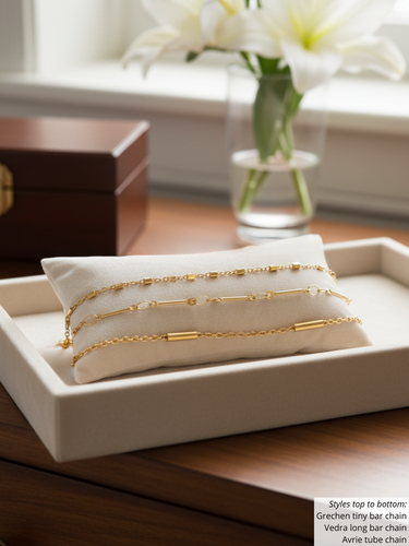 Unfinished Gold PVD Bar Bracelet Chains, 3 Stainless Steel Options