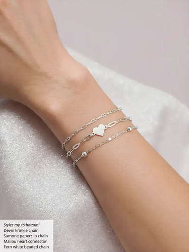 Silver Unfinished Stainless Steel Bracelet Chain Collection, 10 Style Options