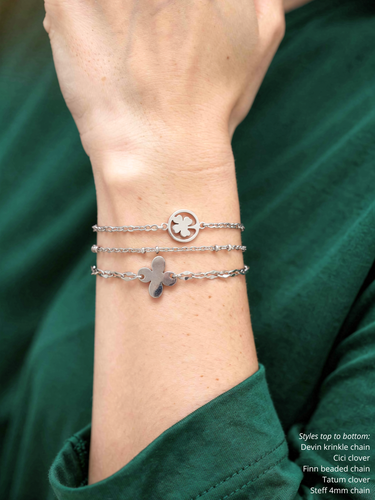 Silver Unfinished Stainless Steel Bracelet Chain Collection, 10 Style Options