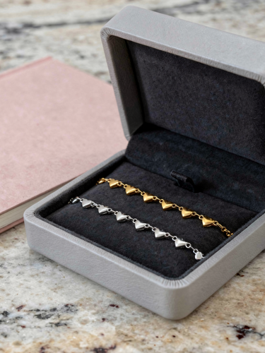 Itzel Unfinished Heart Bracelet Chain, PVD Stainless Steel