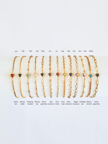 Aubree Gold Filled Cubic Zirconia Heart Birthstone Connectors, 3mm and 4mm