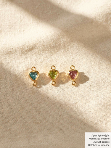 Aubree Gold Filled Cubic Zirconia Heart Birthstone Connectors, 3mm and 4mm