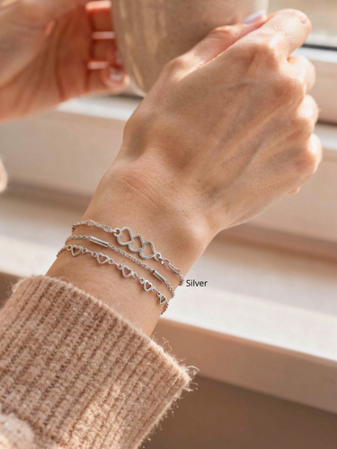 Noreen Triple Heart Connector, Gold and Silver PVD Stainless Steel