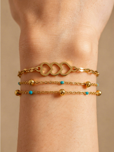 Noreen Triple Heart Connector, Gold and Silver PVD Stainless Steel