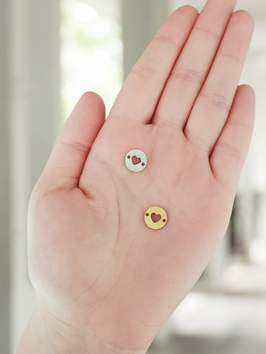 Pippa Disc Heart Connector, Gold and Silver PVD Stainless Steel