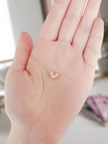 Talon Pink Heart Connector, Gold PVD Stainless Steel and Enamel