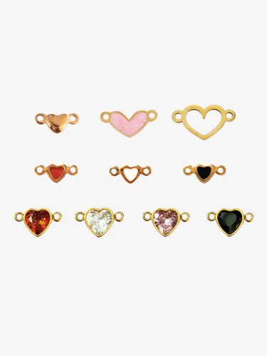 Gold Heart Connector Collection, 10 Styles PVD Stainless Steel
