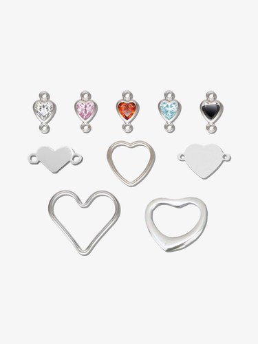 925 Sterling Silver Heart Connector Collection, 10 Styles