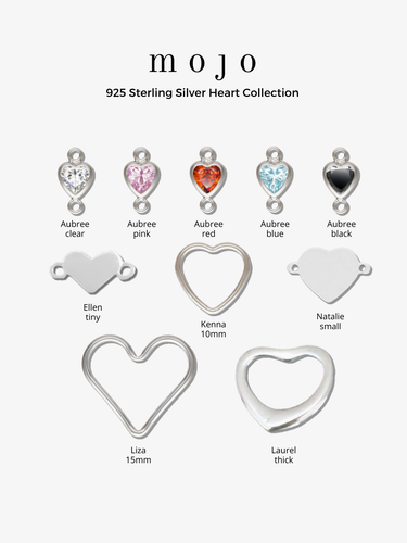 925 Sterling Silver Heart Connector Collection, 10 Styles