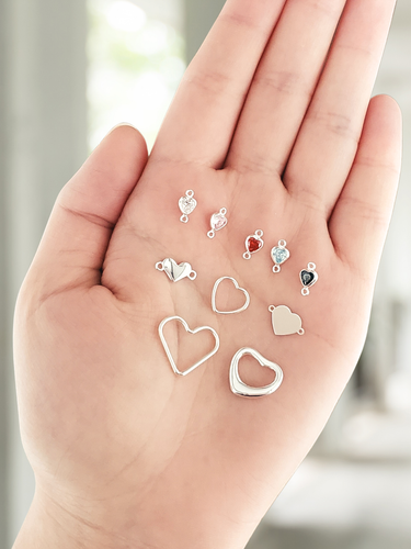 925 Sterling Silver Heart Connector Collection, 10 Styles