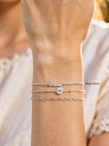 Mom Cursive Bracelet Connectors, Gold Filled And Sterling Silver