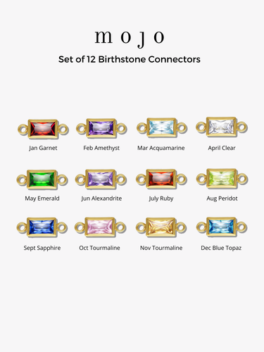 Alix Gold Filled Cubic Zirconia Rectangle Birthstone Connectors, 3mm and 4mm