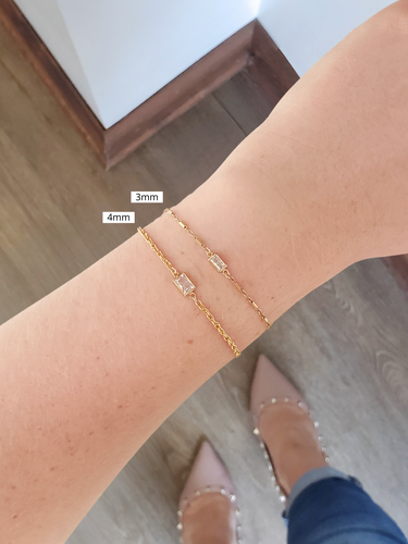 Alix Gold Filled Cubic Zirconia Rectangle Birthstone Connectors, 3mm and 4mm