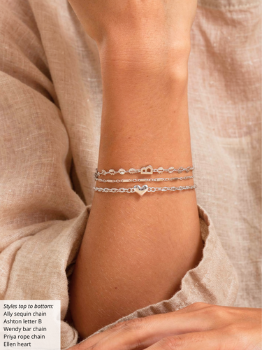 Ashton Letter Connector Bracelet Charms, 925 Sterling Silver